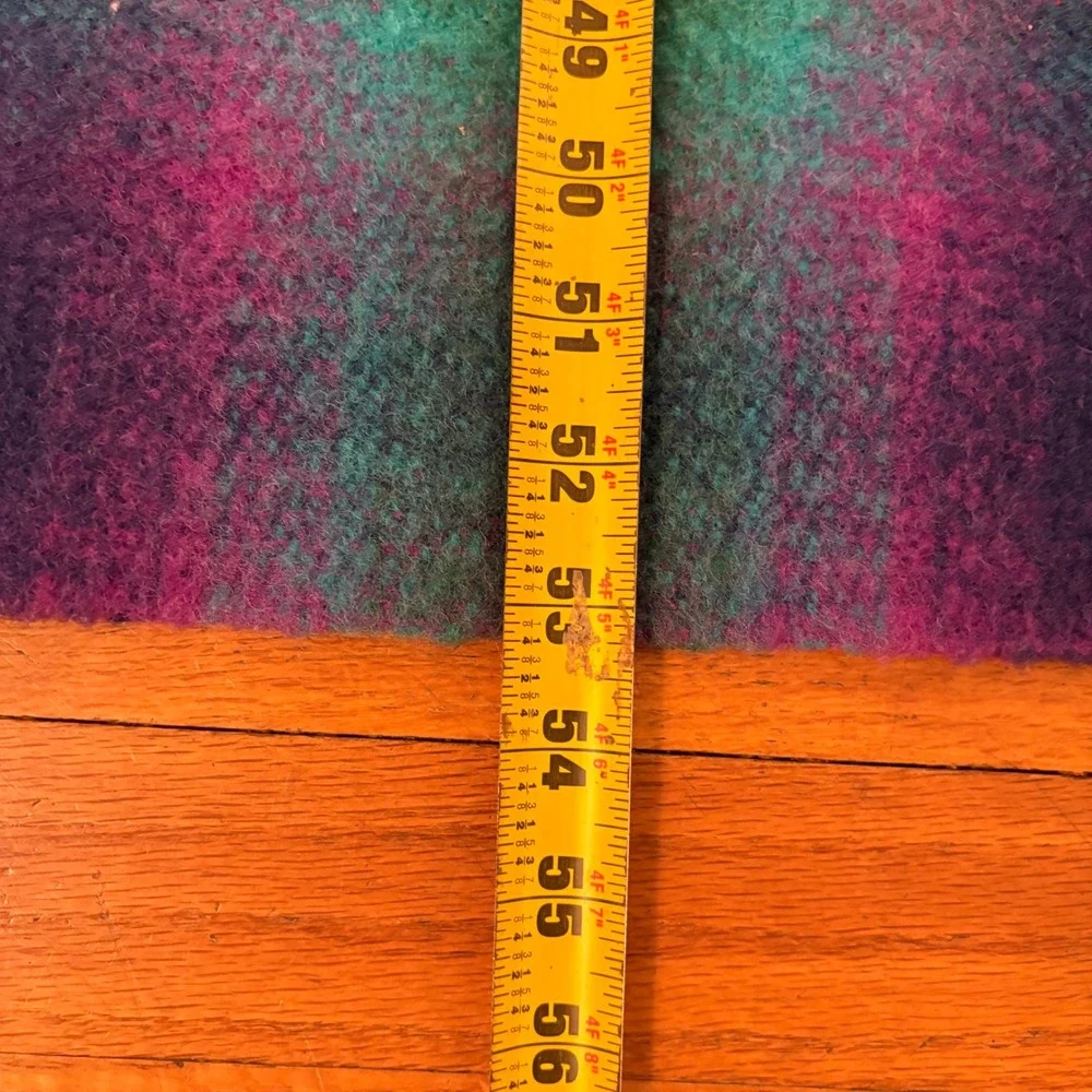 Hallim Handweavers, Wool Blanket, Purple Teal Plaid, 53x64, handmade